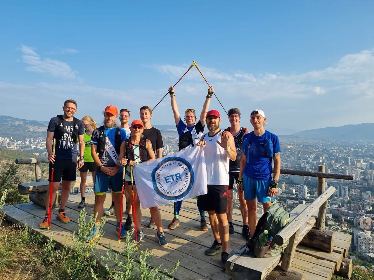Group celebrating on a trip to Georgia